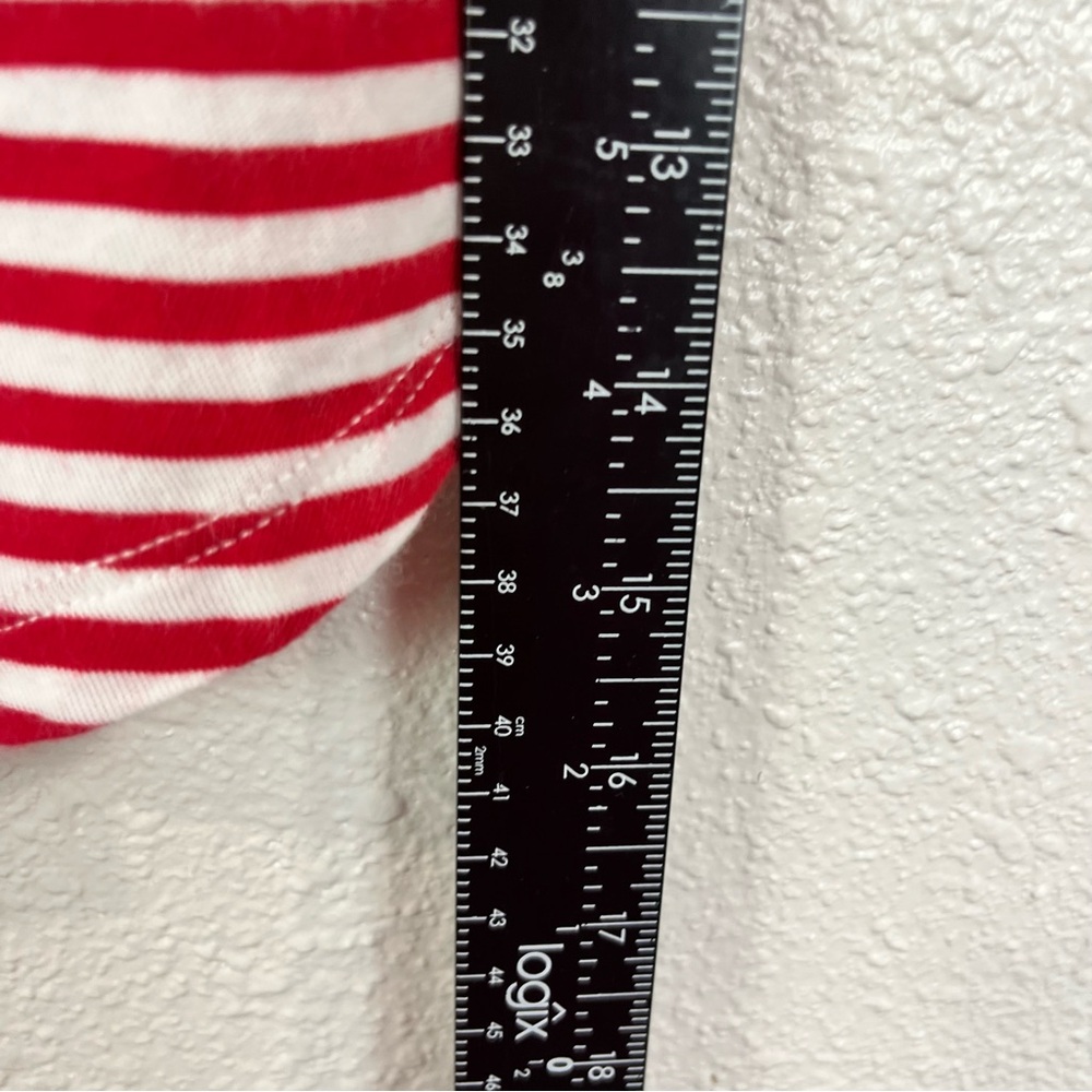 CAbi Women Small Bell 3/4 Sleeve V-neck Comfort Red‎ White Striped Blouse Top - Picture 9 of 13